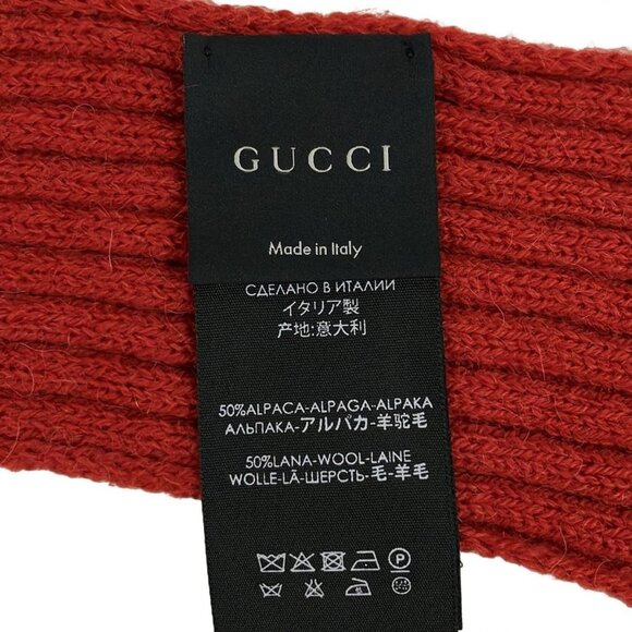 Auth GUCCI - Red Alpaca Wool Scarf - Picture 3 of 4
